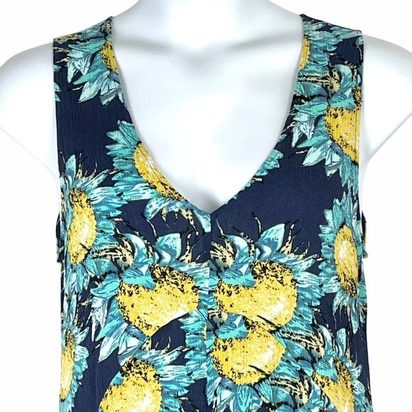 Summer Dress by Aakaa Size L Sunflower Print Sleeveless V-Neck Loose Flowy EUC - Picture 3 of 11